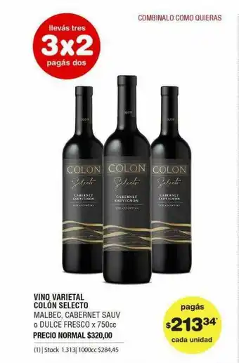 Atomo Conviene Vino Varietal Coló Selecto x 750cc oferta
