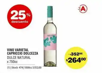 Atomo Conviene Vino Varietal Capriccio Dolcezza x 750cc oferta