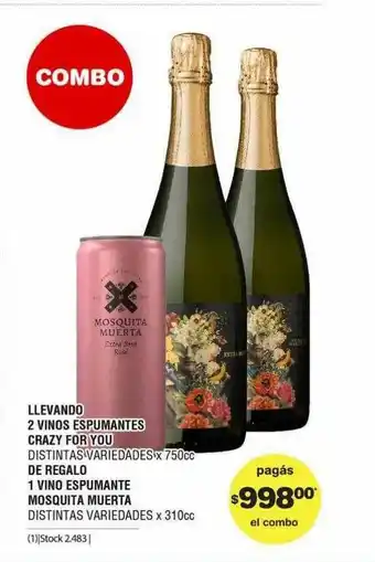 Atomo Conviene Llevando 2 Vinos Espumantes De Regalo 1 Vino Espumante Mosquita Muerta oferta