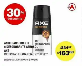 Atomo Conviene Antitranspiranta O Desodorante Aerosol Axe x 150ml oferta