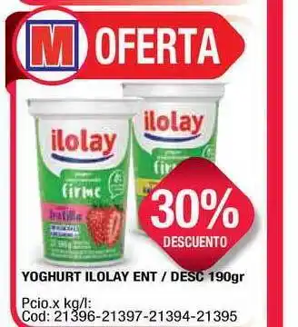 Maxiconsumo Yoghurt Ilolay Ent/Desc 190gr oferta