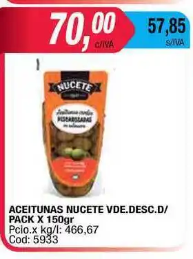Maxiconsumo Nucete Aceitunas Vde. Desc. D/ Pack x 150gr oferta