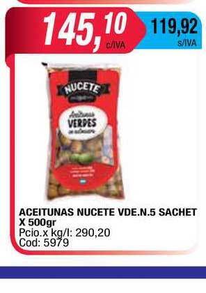 Maxiconsumo Aceitunas Nucete Vde.N.5 Sachet x 500gr oferta