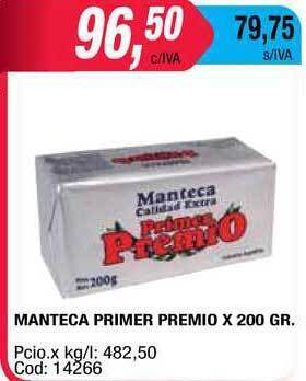 Maxiconsumo Primer Premio Manteca x 200gr. oferta