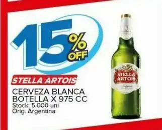 Carrefour Maxi Cerveza blanca botella x 975 cc stella artois oferta