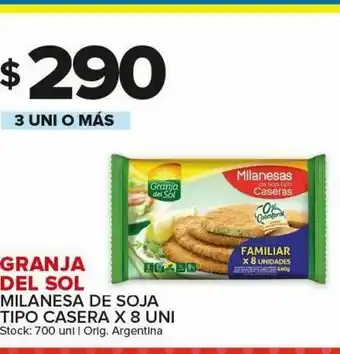 Carrefour Maxi Milanesa de soja tipo casera x 8 uni granja del sol oferta