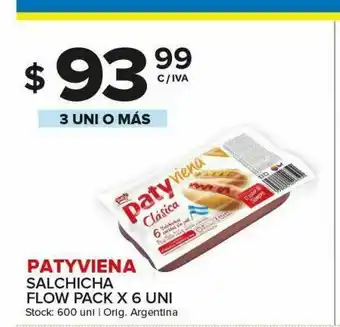 Carrefour Maxi Salchicha flow pack x 6 uni patyviena oferta