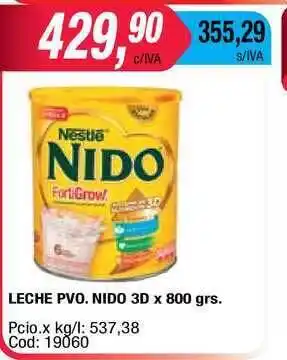Maxiconsumo Nido Leche Pvo. 3d X 800grs oferta