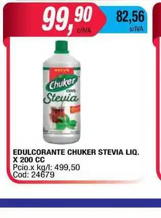 Maxiconsumo Chuker Edulcorante Stevia Liq. X 200cc oferta
