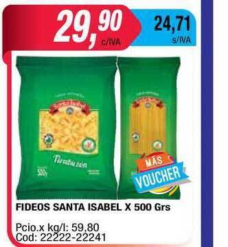 Maxiconsumo Fideos Santa Isabel X 500grs oferta