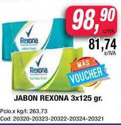 Maxiconsumo Rexona Jabon 3x125gr. oferta