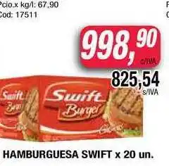 Maxiconsumo Swift Hamburguesa X 20un. oferta
