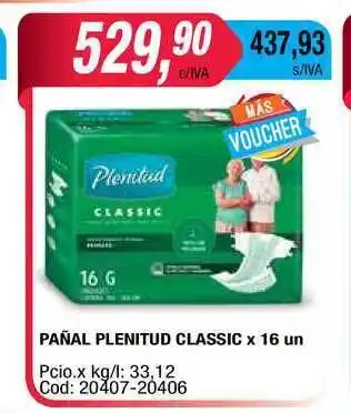 Maxiconsumo Plenitud Pañal Classic x 16 un oferta