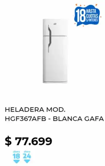 Pardo Hogar Heladera MOD-HGF367AFB Blanca Gafa oferta