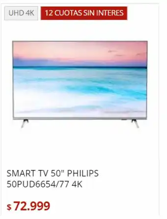 Bringeri Smart TV 50" Philips 50PUD6654/77 4k oferta