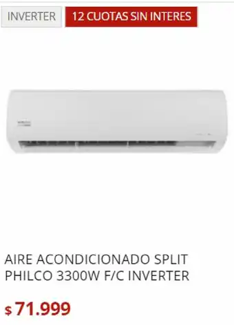 Bringeri Aire Acondicionado Split Philco 3300W F/C Inverter oferta