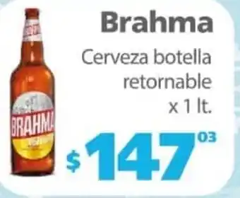 Actual Supermercados Brahma Cerveza botella retornable x 1lt oferta