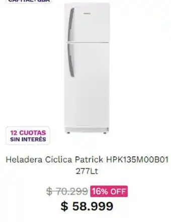 Frávega Heladera Ciclica Patrick HPK135M00B01 oferta