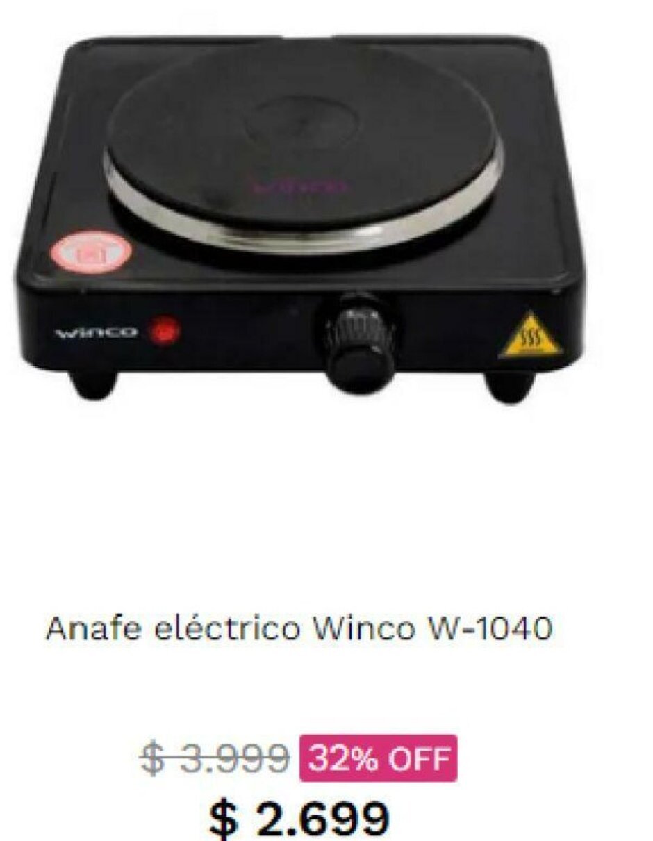Anafe eléctrico Winco W-1040 oferta en Frávega