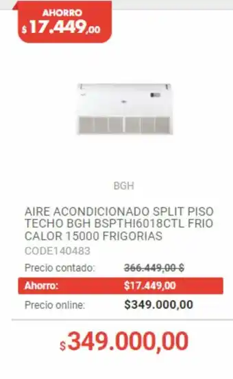 Musimundo Aire Acondicionado Split Piso Techo BGH oferta