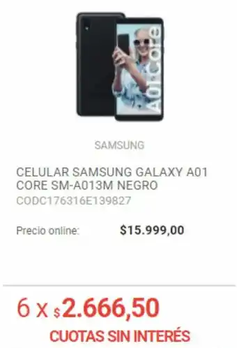 Musimundo Celular Samsung Galaxy A01 Core Sm-A013M Negro oferta