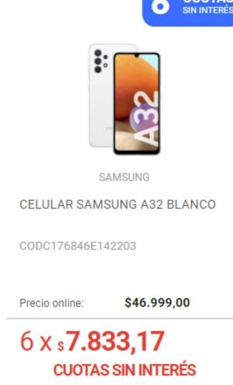 Musimundo Celular Samsung A32 Blanco oferta