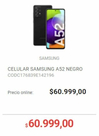 Musimundo Celular Samsung A52 Negro oferta