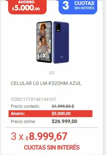 Musimundo Celular LG LM-K520HM Azul oferta