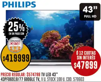 Coto Philips tv led 43" oferta