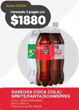 Supermercados Tadicor Gaseosa coca cola/ sprite/fanta/schweppes oferta