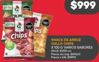 Supermercados Tadicor Chips snack de arroz gallo oferta