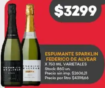 Supermercados Tadicor Espumante sparklin federico de alvear oferta