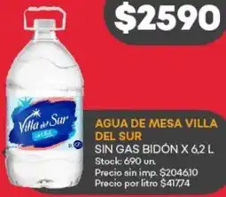 Supermercados Tadicor Villa del sur agua de mesa oferta