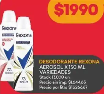 Supermercados Tadicor Rexona desodorante oferta