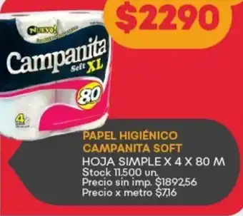 Supermercados Tadicor Campanita soft papel higiénico oferta