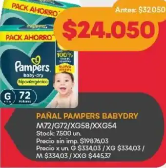 Supermercados Tadicor Pampers babydry pañal oferta