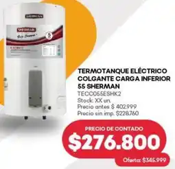 Supermercados Tadicor Termotanque eléctrico colgante carga inferior oferta