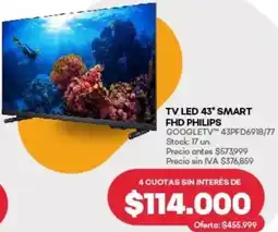 Supermercados Tadicor Philips smart tv led 43" oferta