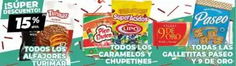 Diarco 15% dto. Todos Los Alfajores Turimar/Todos Los Caramelos y Chupetines/Todas Las Galletitas Paseo y 9 De Oro oferta