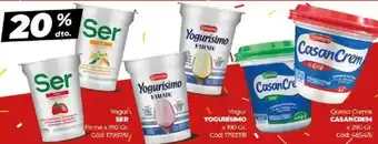 Diarco 20% dto. Yogur Ser Firme/Yogur Yogurísimo/Queso Crema Casancrem oferta