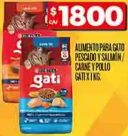 Supermercados DIA Gati aumento para gato pescado y salmon carne y pollo oferta