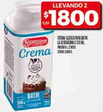 Supermercados DIA La serenisima crema clasica para batir oferta