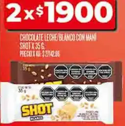 Supermercados DIA Chocolate leche/blanco con mani shot oferta