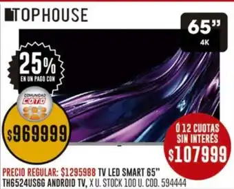 Coto Tophouse smart tv led 65" oferta