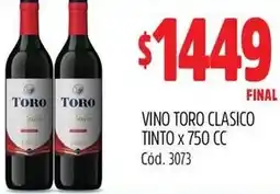 Supermercados Yaguar Toro vino clasico tinto oferta