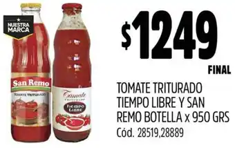 Supermercados Yaguar Tomate triturado tiempo libre y san remo botella oferta