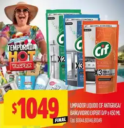 Supermercados Yaguar Cif limpiador liquido antigrasa/ baño/vidrio expert d/p oferta