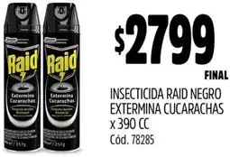 Supermercados Yaguar Raid insecticida negro extermina cucarachas oferta