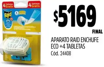 Supermercados Yaguar Aparato raid enchufe eco +4 tabletas oferta