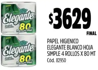 Supermercados Yaguar Elegante papel higienico blanco hoja simple oferta